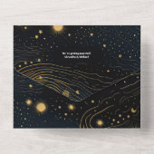Celestial Crescent Moon Gold Wedding All In One Einladung (Rückseite)
