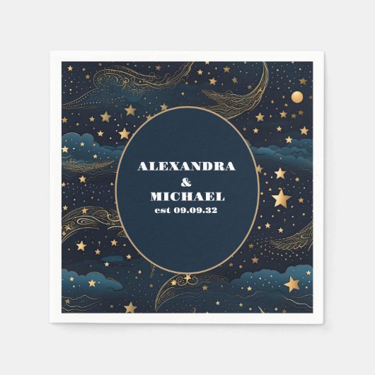 Celestial Crescent Moon Gold Wedding Serviette (Vorderseite)