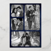 Celestial Crescent Moon Phases Blue Wedding Gold Folieneinladung (Rückseite)