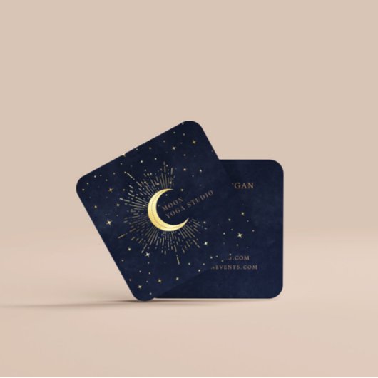 Celestial Crescent Moon Quadratische Visitenkarte
