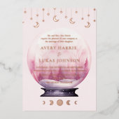 Celestial Crescent Moon Stars Hochzeit Folieneinladung (Vorderseite)