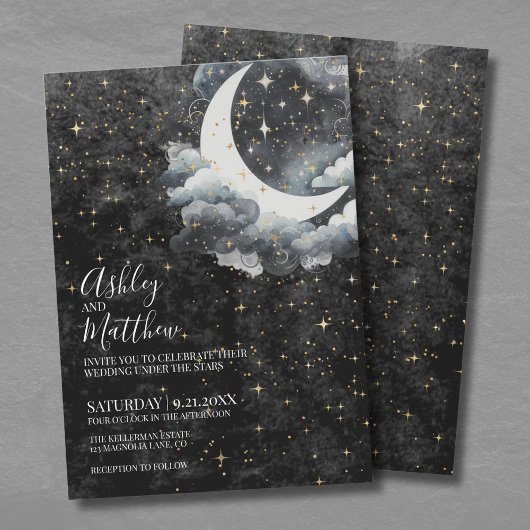 Celestial Crescent Moon Wedding Einladung