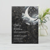 Celestial Crescent Moon Wedding Einladung (Stehend Vorderseite)