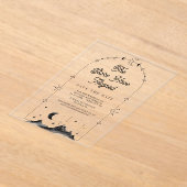 Celestial Crescent Moon Wedding Save the Date Acryleinladungen (Ablage )