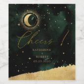 Celestial Crescent Moon Wedding Wine Label Set Weinetikett (Einzelnes Label)