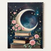 Celestial Cresent Moon mit Büchern und Rose Planer (Rückseite)