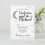 Celestial Cresent Moon Wedding Einladungen (Stehend Vorderseite)