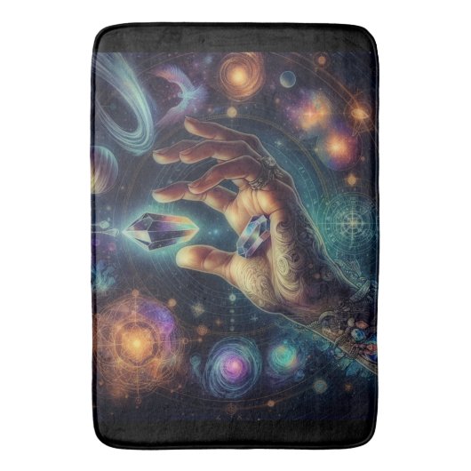 Celestial Crystal in der Palm Galaxy Spacy Badematte (Vorderseite Vertikal)