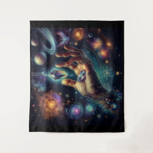 Celestial Crystal in der Palm Galaxy Spacy Wandteppich (Vorderseite)