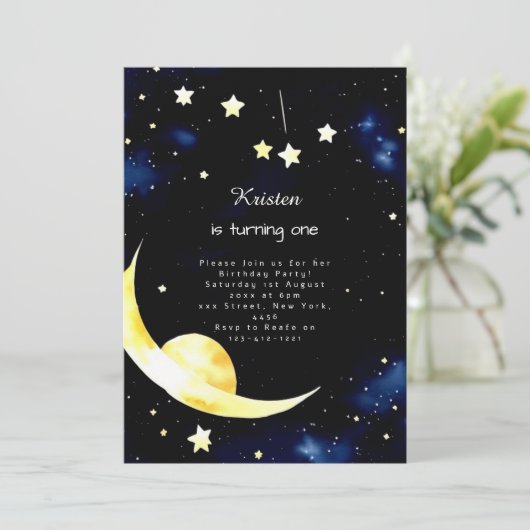 Celestial Custom Stardust Birthday Einladung (Stehend Vorderseite)