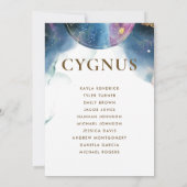 Celestial Cygnus Seating Chart Card mit Gast Name (Rückseite)