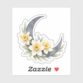 Celestial Daffodil Crescent Moon Sticker (Blatt)