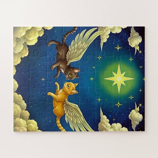 Celestial Dance of Winged Cats Children's Puzzle (Horizontal)