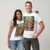 Celestial Dancers Procession - Thangka & Kalamkari T-Shirt (Unisex)