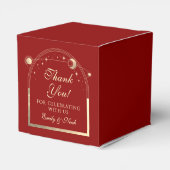 Celestial Dark Red Gold Sun Moon Stars Hochzeit Geschenkschachtel (Rückseite)