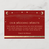 Celestial Dark Red Wedding Website UAWG QR Code Begleitkarte (Vorderseite)