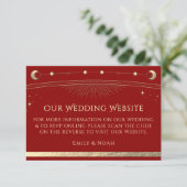 Celestial Dark Red Wedding Website UAWG QR Code Begleitkarte (Stehend Vorderseite)