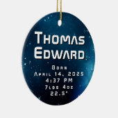 Celestial Deep Blue Outer Space Ankündigung Keramik Ornament (Rechts)