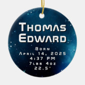 Celestial Deep Blue Outer Space Ankündigung Keramik Ornament (Vorne)