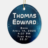 Celestial Deep Blue Outer Space Ankündigung Keramik Ornament (Links)