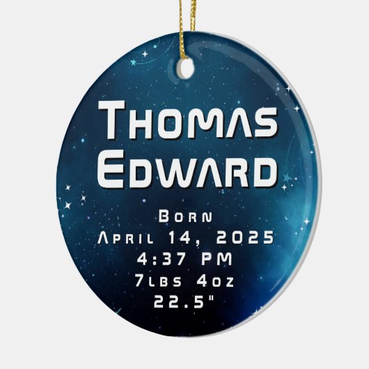 Celestial Deep Blue Outer Space Ankündigung Keramik Ornament (Links)