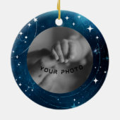 Celestial Deep Blue Outer Space Ankündigung Keramik Ornament (Hinten)