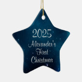 Celestial Deep Blue Outer Space First Christmas Keramik Ornament (Rechts)