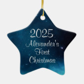 Celestial Deep Blue Outer Space First Christmas Keramik Ornament (Hinten)