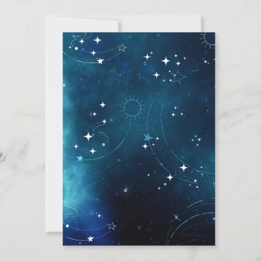 Celestial Deep Blue Outer Space Neugeborene Ankündigung (Rückseite)