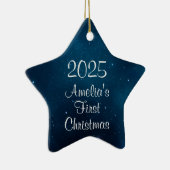 Celestial Deep Blue Space Baby's First Christmas Keramik Ornament (Rechts)