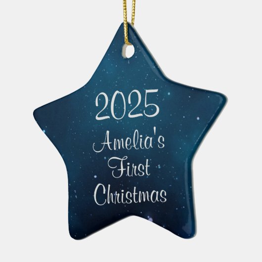 Celestial Deep Blue Space Baby's First Christmas Keramik Ornament (Links)