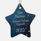 Celestial Deep Blue Space Baby's First Christmas Keramik Ornament (Links)