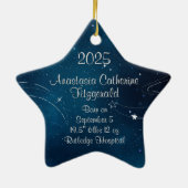 Celestial Deep Blue Space Baby's First Christmas Keramik Ornament (Hinten)