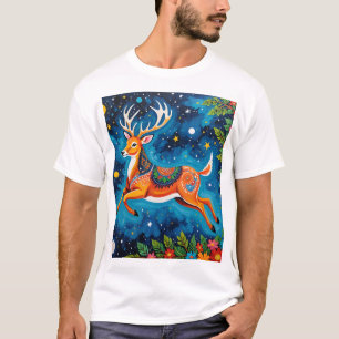 Celestial Deer - Gond Art in the Stars T-Shirt