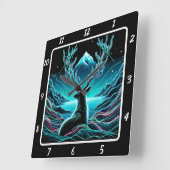 Celestial Deer Moonlight Quadratische Wanduhr (Winkel)