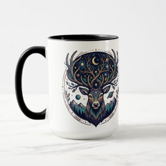 Celestial Deer Mystical Moon & Star Art Stag Tasse