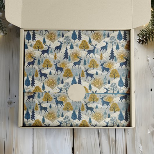 Celestial Deer Winter Mountains Seidenpapier