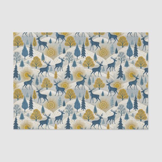 Celestial Deer Winter Mountains Seidenpapier (Vorderseite)