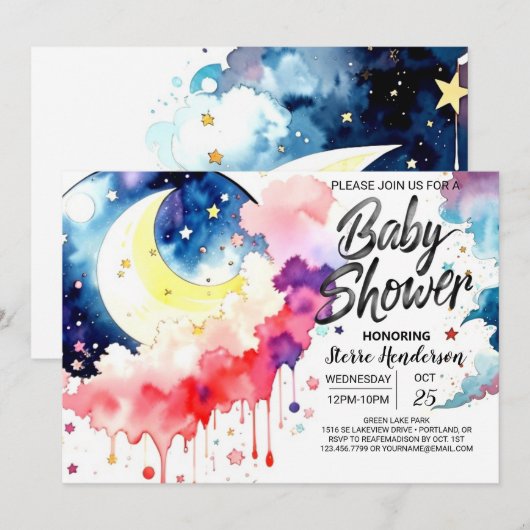 Celestial Delight Baby Dusche Einladung (Vorne/Hinten)