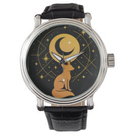 Celestial Desert Fox - Moon and Stars Cosmic Armbanduhr
