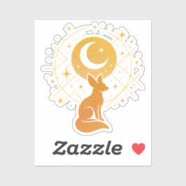 Celestial Desert Fox - Moon and Stars Cosmic Aufkleber