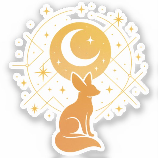 Celestial Desert Fox - Moon and Stars Cosmic Aufkleber (Vorderseite)