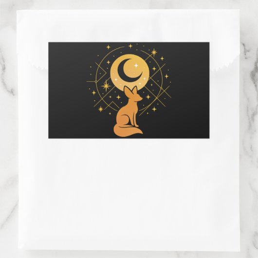 Celestial Desert Fox - Moon and Stars Cosmic Rechteckiger Aufkleber (Tasche)
