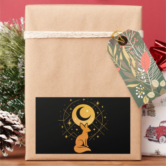 Celestial Desert Fox - Moon and Stars Cosmic Rechteckiger Aufkleber (Feiertag)