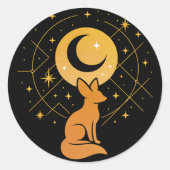 Celestial Desert Fox - Moon and Stars Cosmic Runder Aufkleber (Vorderseite)