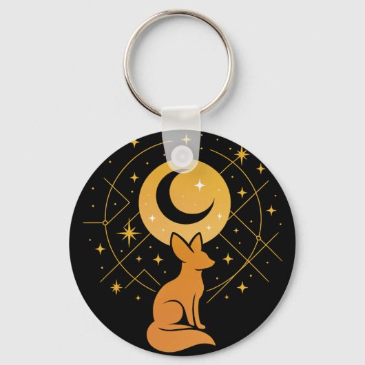 Celestial Desert Fox - Moon and Stars Cosmic Schlüsselanhänger (Vorderseite)