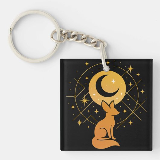 Celestial Desert Fox - Moon and Stars Cosmic Schlüsselanhänger (Vorderseite)