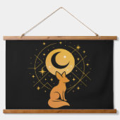 Celestial Desert Fox - Moon and Stars Cosmic Wandteppich Mit Holzrahmen (Vorne)