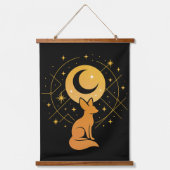 Celestial Desert Fox - Moon and Stars Cosmic Wandteppich Mit Holzrahmen (Vorderseite)