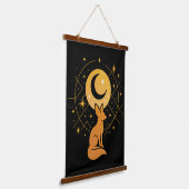 Celestial Desert Fox - Moon and Stars Cosmic Wandteppich Mit Holzrahmen (Gewinkelt)